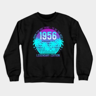 65th Birthday Vaporwave Aesthetic Vintage 1956 Sunset Palm Crewneck Sweatshirt